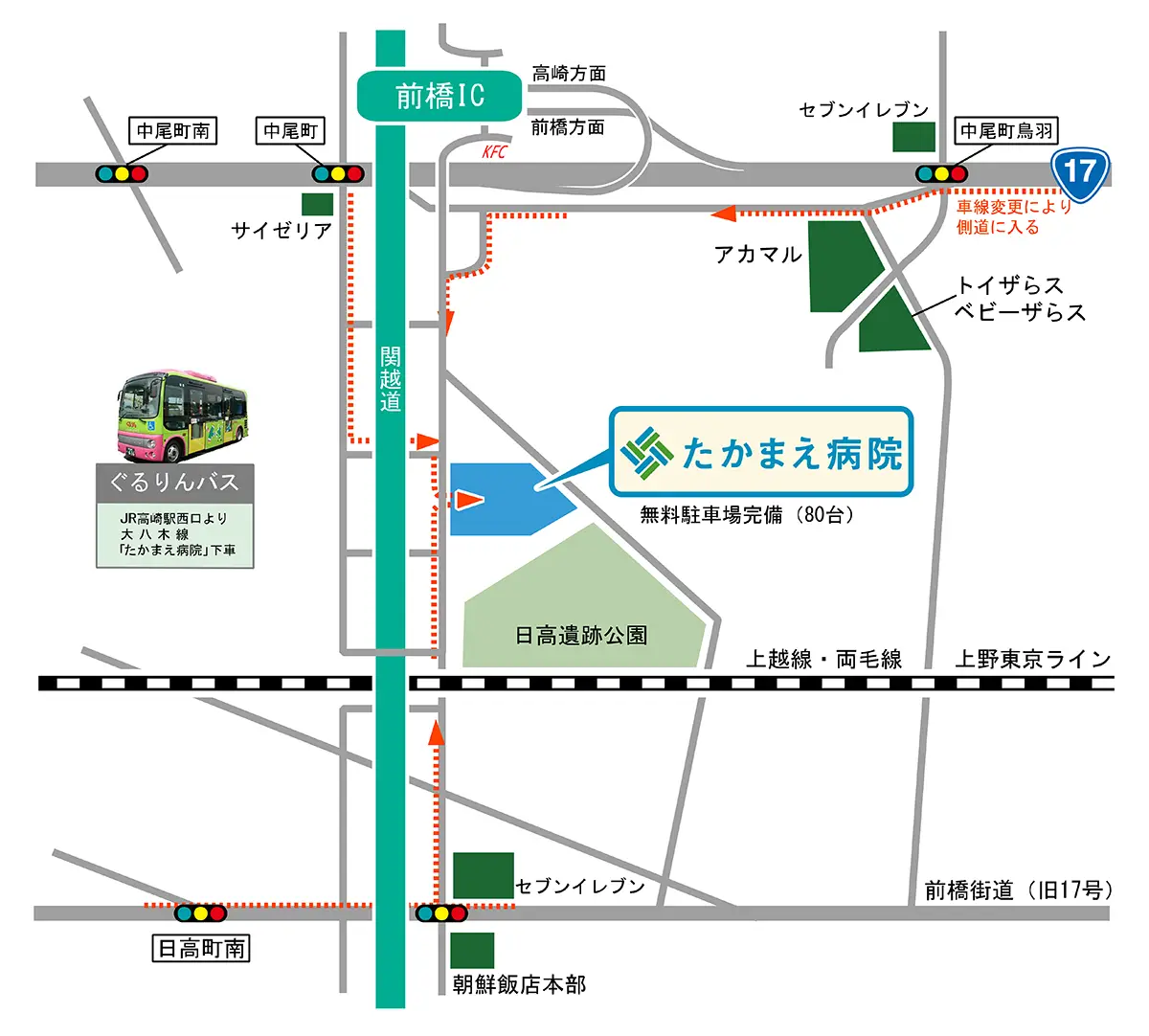 たかまえ病院のアクセス方法